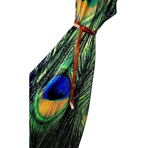 Festival Peacock Silk Jersey Maxi Dress - Picture 3 of 15